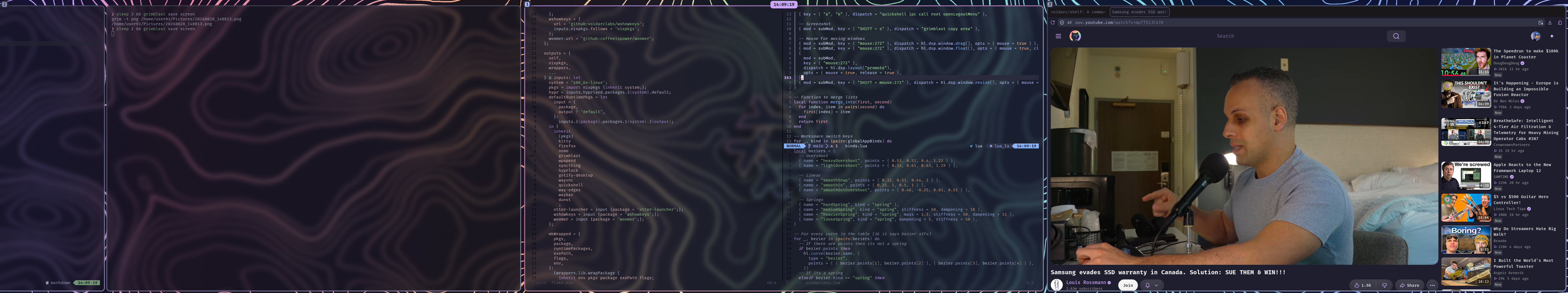Picture of Neovim open, editing the hyprland repo